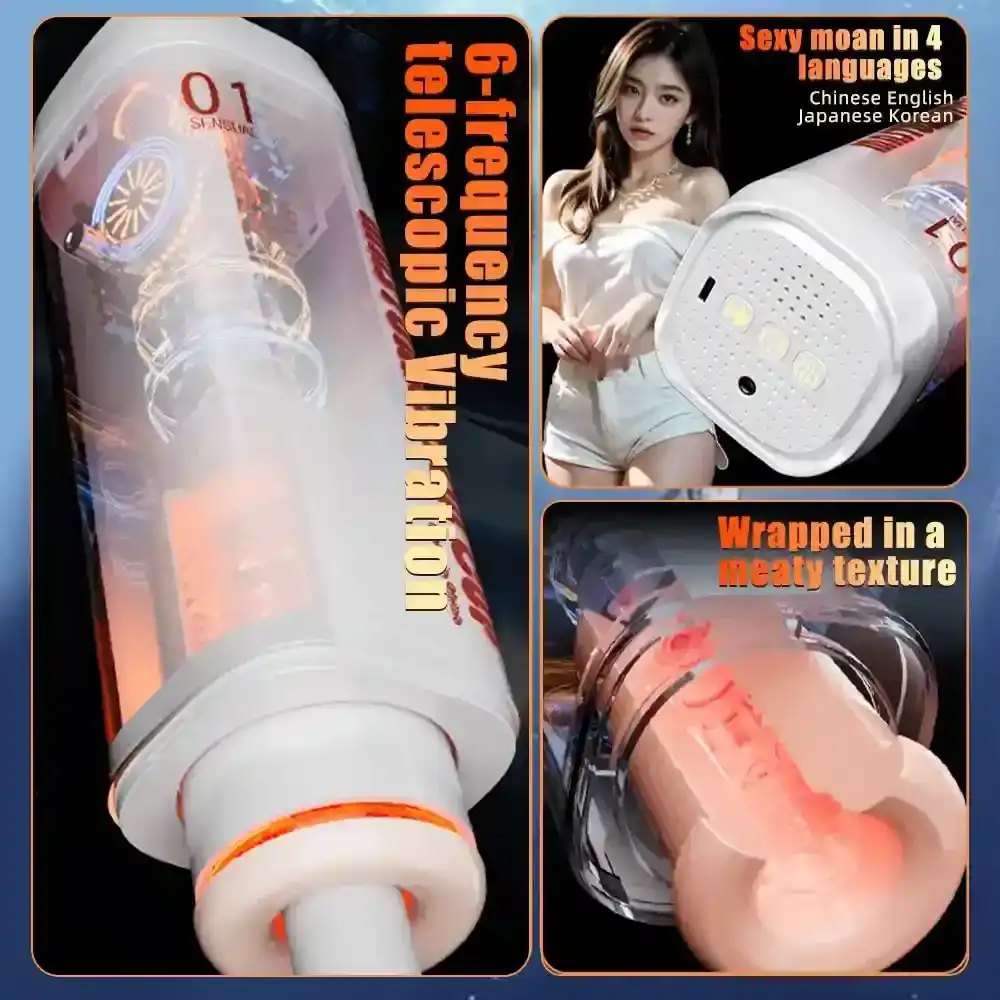 copa para pene con vibracion telescopica