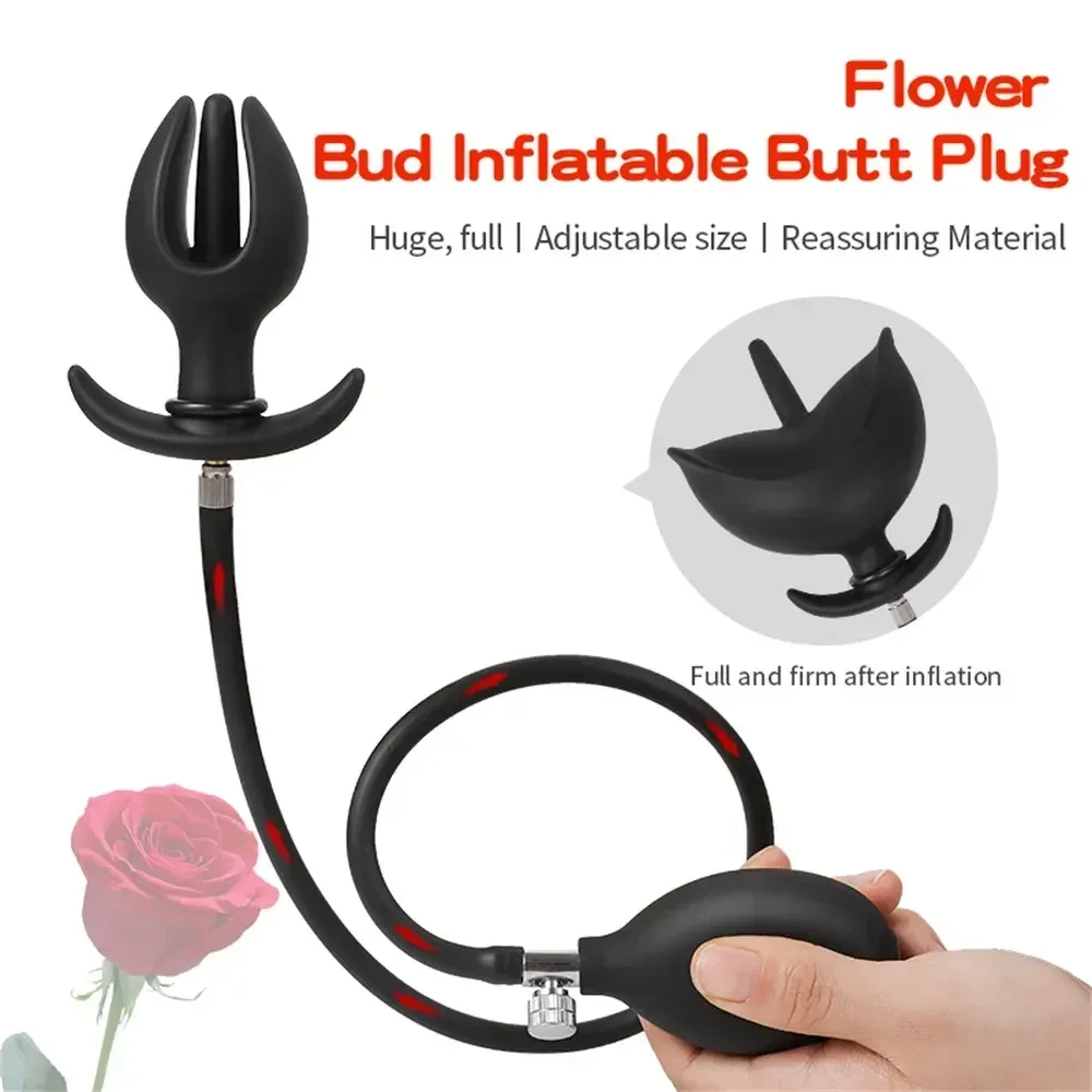 dilatador anal negro con tubo inflable