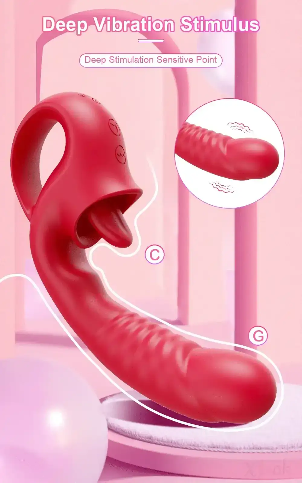 dildo rosa silicona lengua vibracion