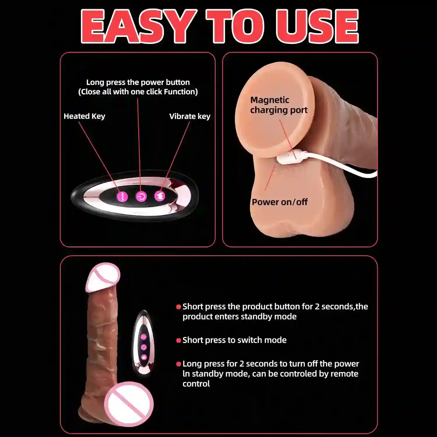 dildo telescopico calefaccion y vibracion