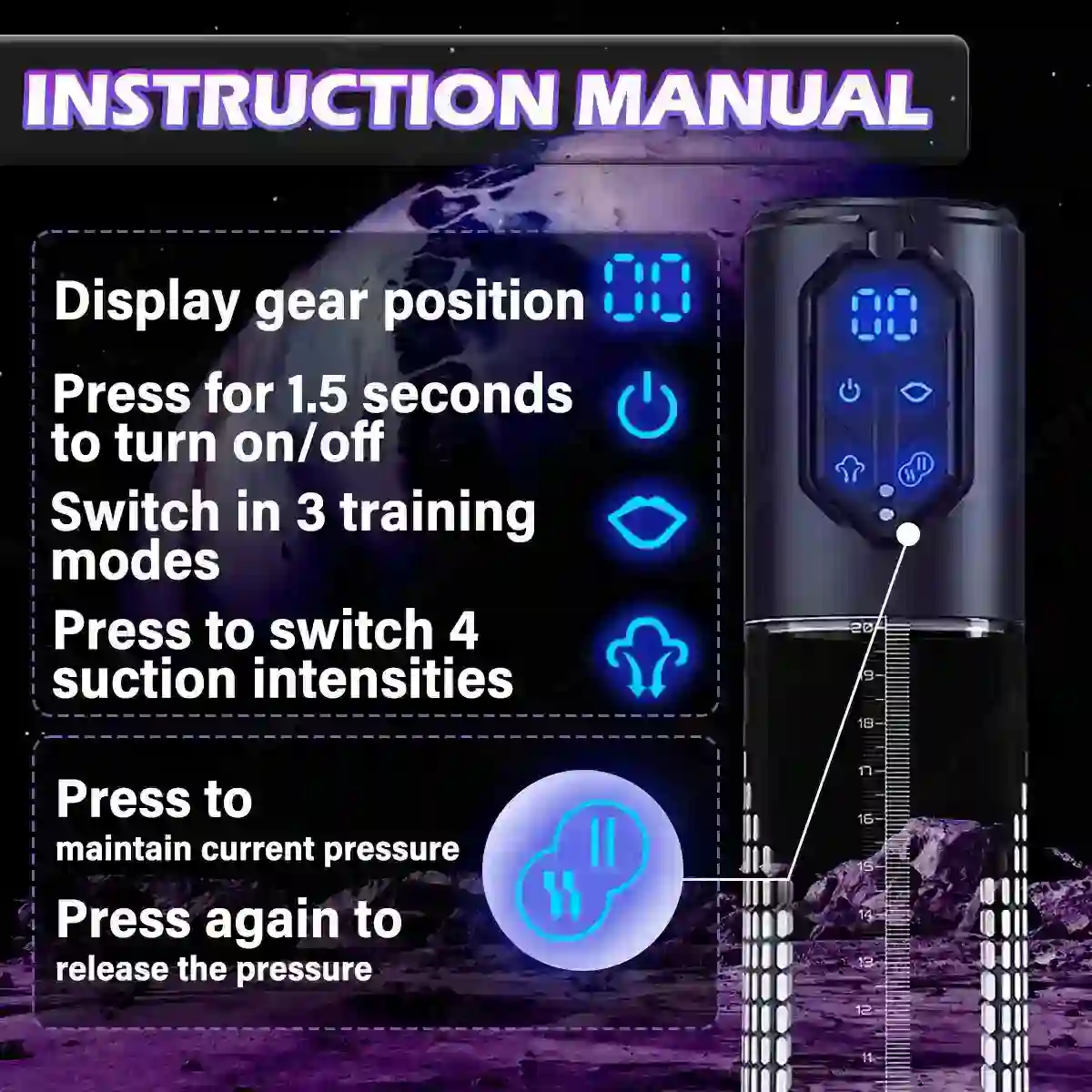 estimulador de vacio ipx7 con pantalla