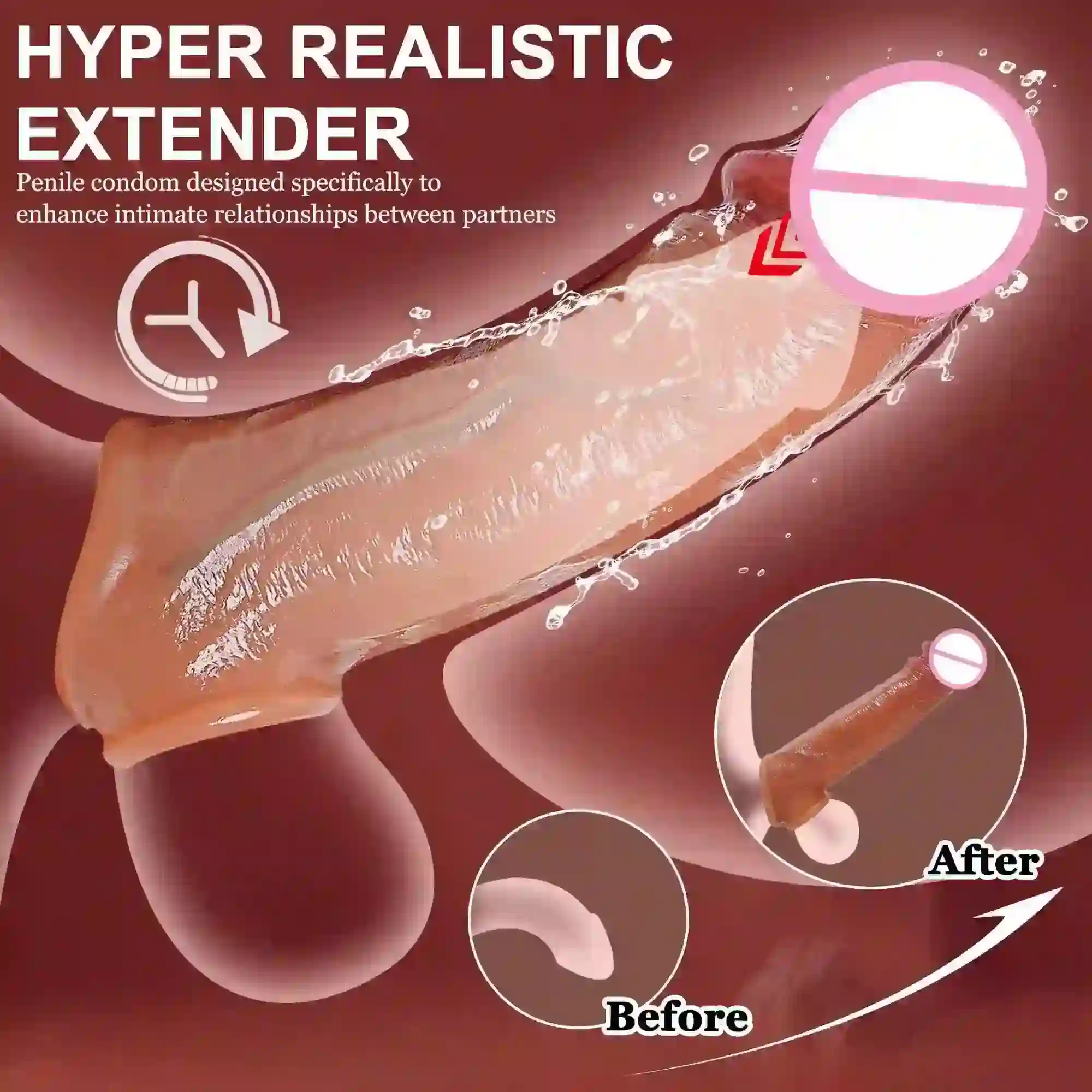 extensor de pene hiperrealista de silicona flexible