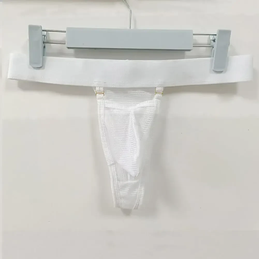 g string blanco masculino con pouch