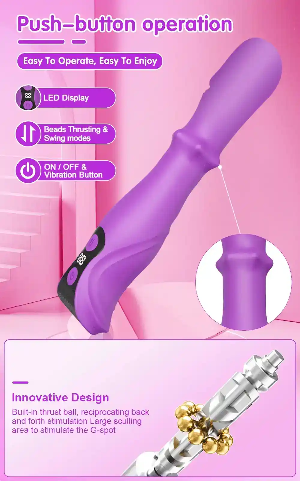 isensualflow es dildo empuje y vibracion silicona medica