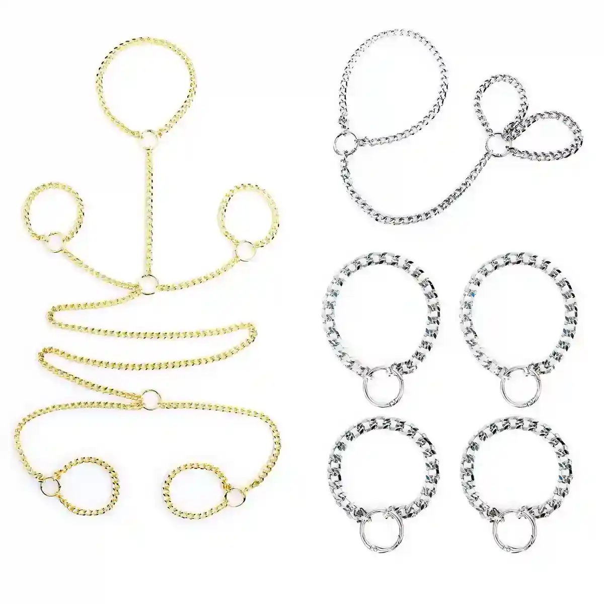 juego de esposas tobilleras y collar metal