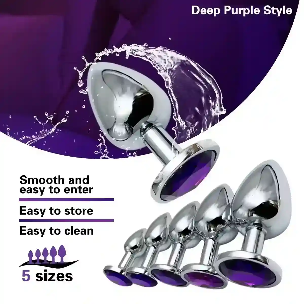 juguete anal aluminio textura fria morado oscuro