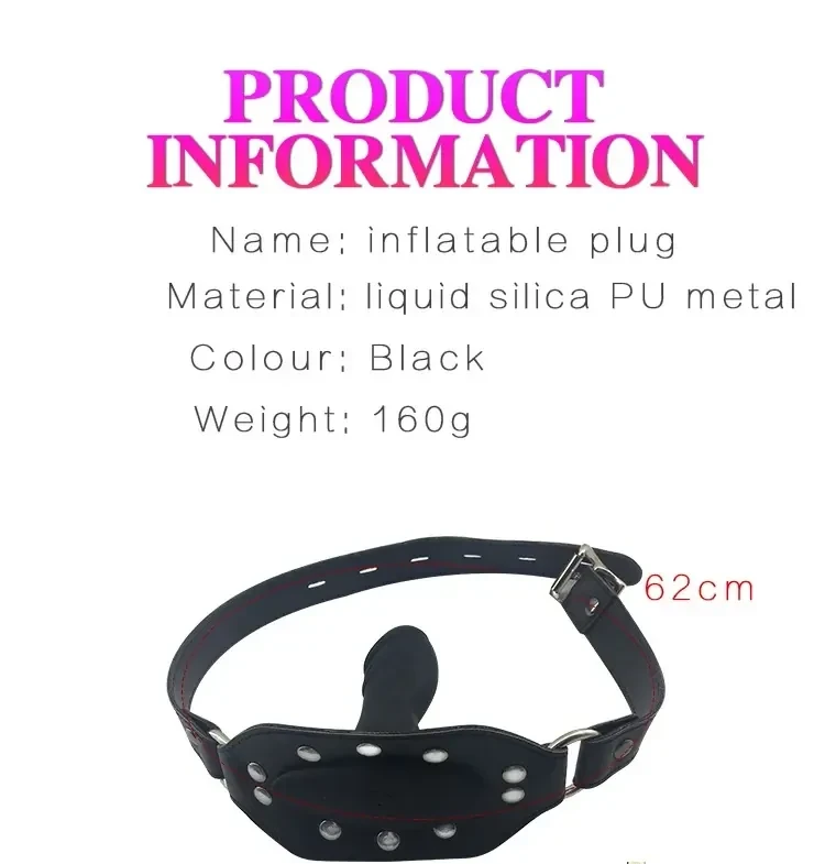 juguete bdsm con plug bucal inflable
