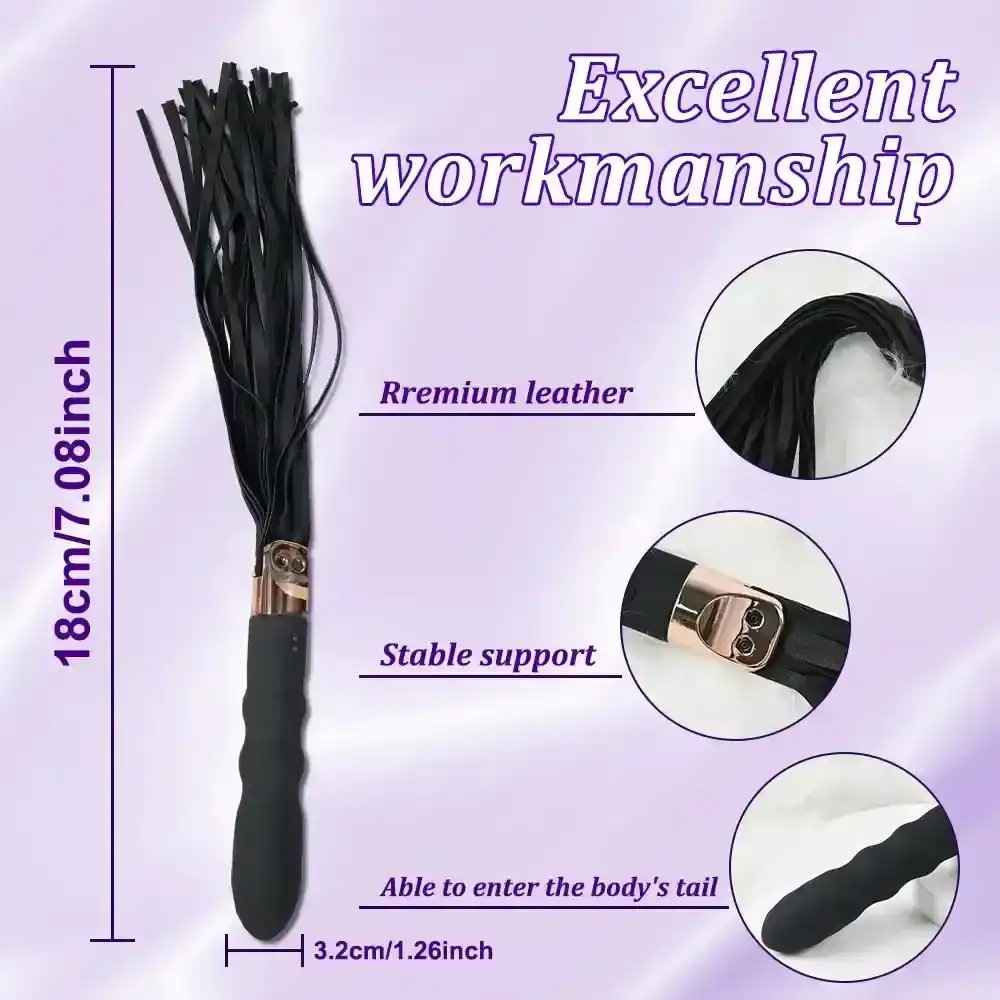 látigo bdsm mango cuero con vibrador