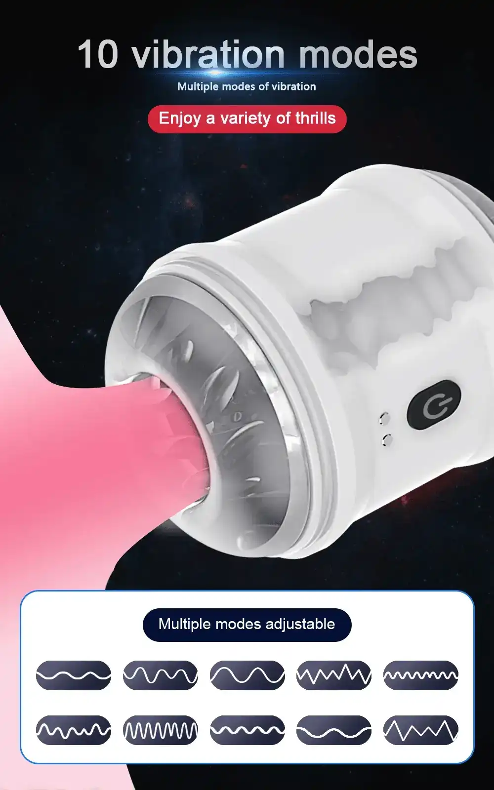 masturbador recargable diseno abierto 10 patrones