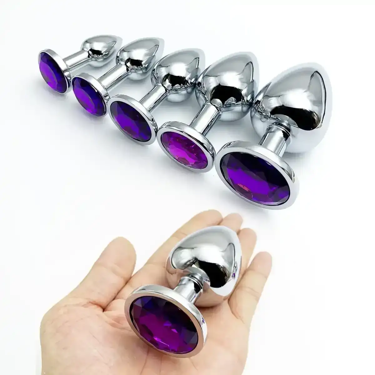 tapon anal metal liso morado para principiantes