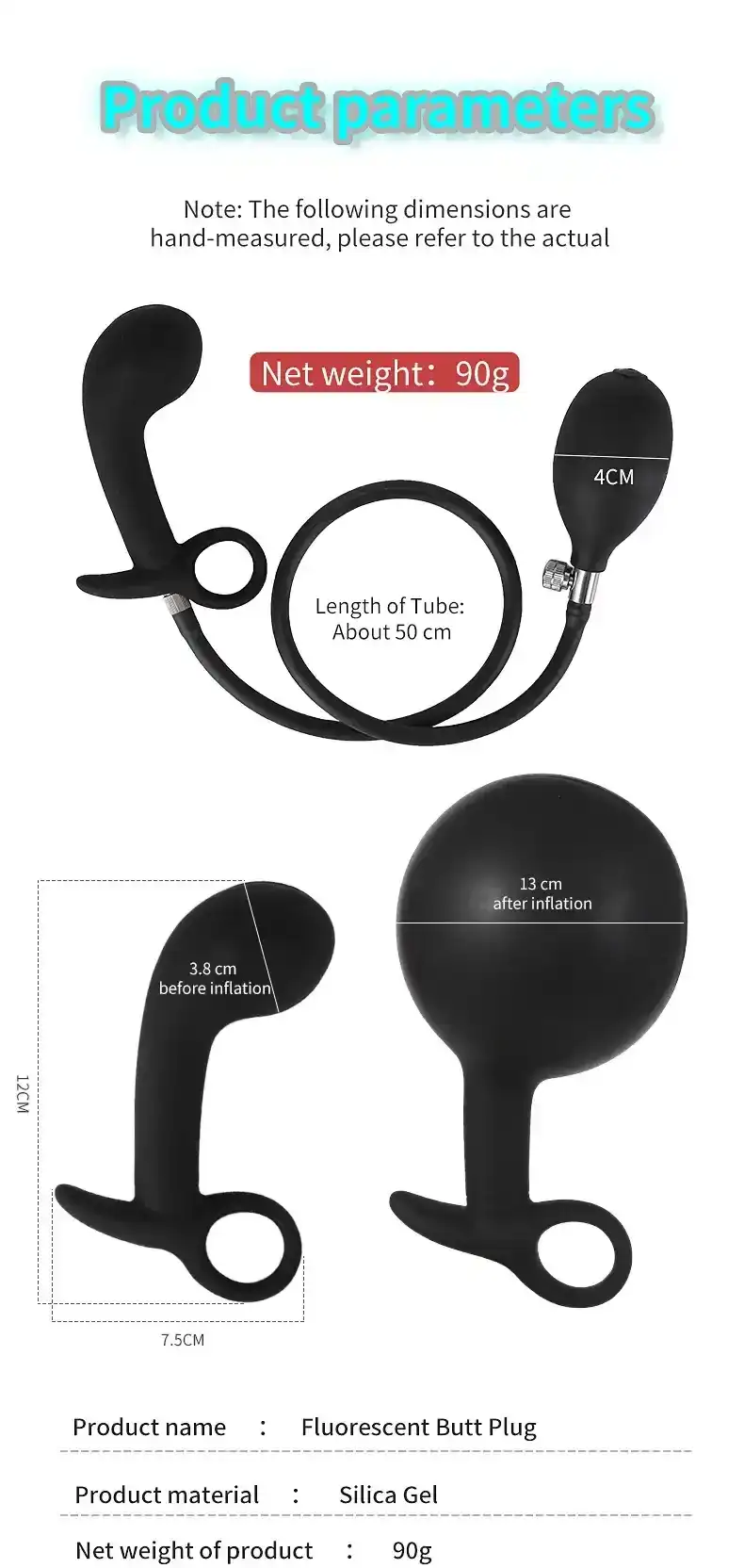 tapon anal silicona negro no luminoso