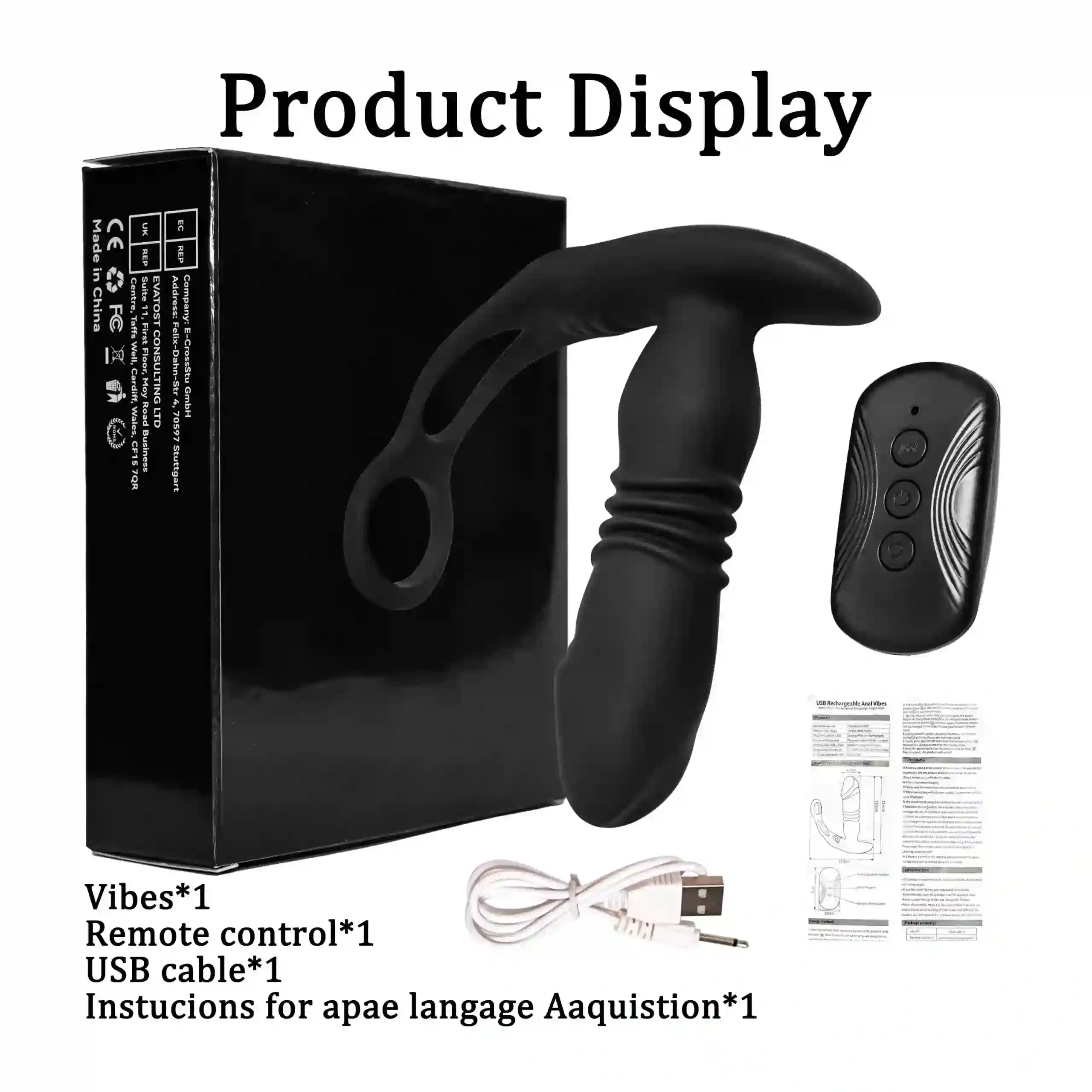 vibrador de empuje forma l recargable